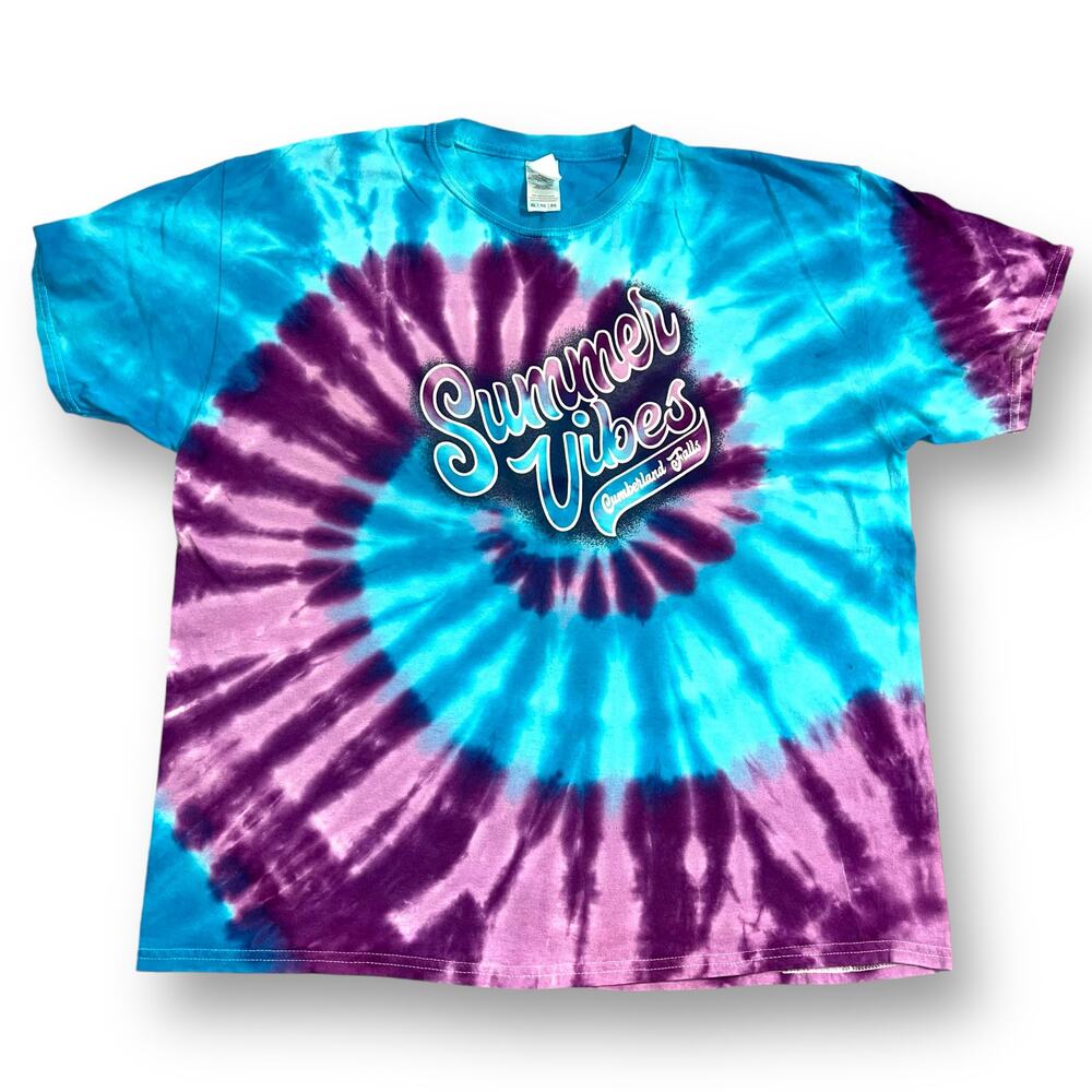 Unisex Tie Dye T Shirt Top Summer Vibes Cumberland Falls Blue Purple XL